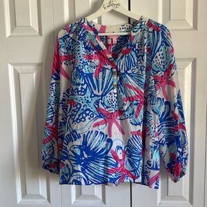Lilly Pulitzer Starfish Coastal Elsa Silk Top